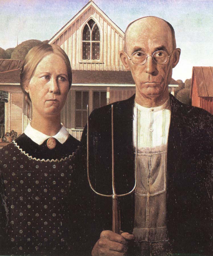 unknow artist grant woods malning american gothic